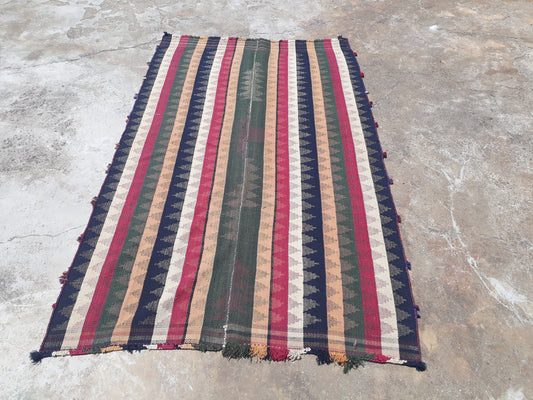 Old Turkish Rug %100 HANDMADE Kilim Rug Anatolian Vintage Rug (5x8 Feet) Geometric Rug Old Rug Decorative Rug Handmade Rug Handwoven Rug